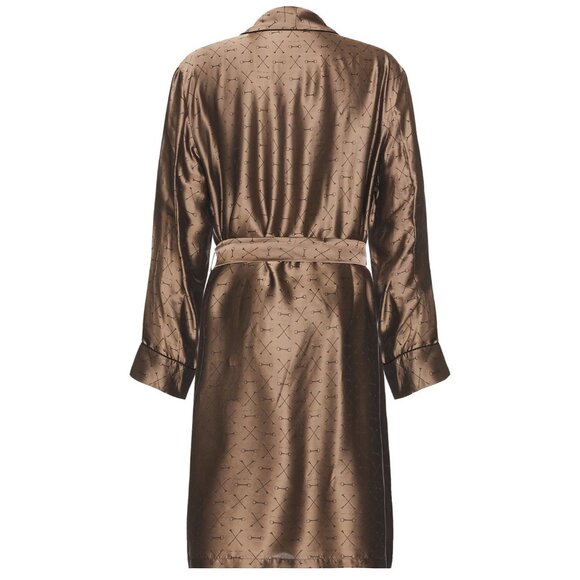 fleur du mal Men's Jacquard Robe in Shroom Brown - Picture 3 of 5